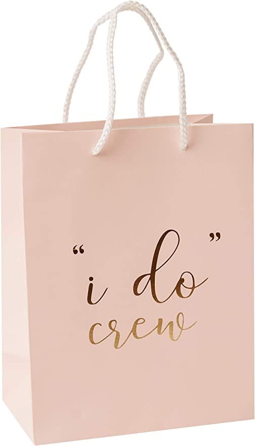 I Do Crew Gift Bags - 12 Pack Baby Pink Bridal Favor Bag 210msg with Gold Foil '"i do" Crew' Prin... | Amazon (US)