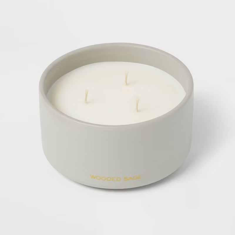 15oz Ceramic Jar 3-Wick Black Label Wooded Sage Candle - Threshold™ | Target