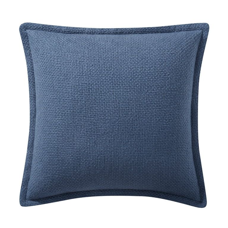 My Texas House 20" x 20" Andie Reversible Solid Blue Cotton Decorative Pillow | Walmart (US)