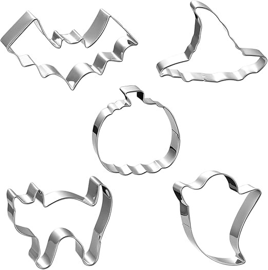 Halloween Cookie Cutters Set Large - Witch's Hat, Pumpkin, Ghost, Bat and Cat Cutter Stainless St... | Amazon (US)