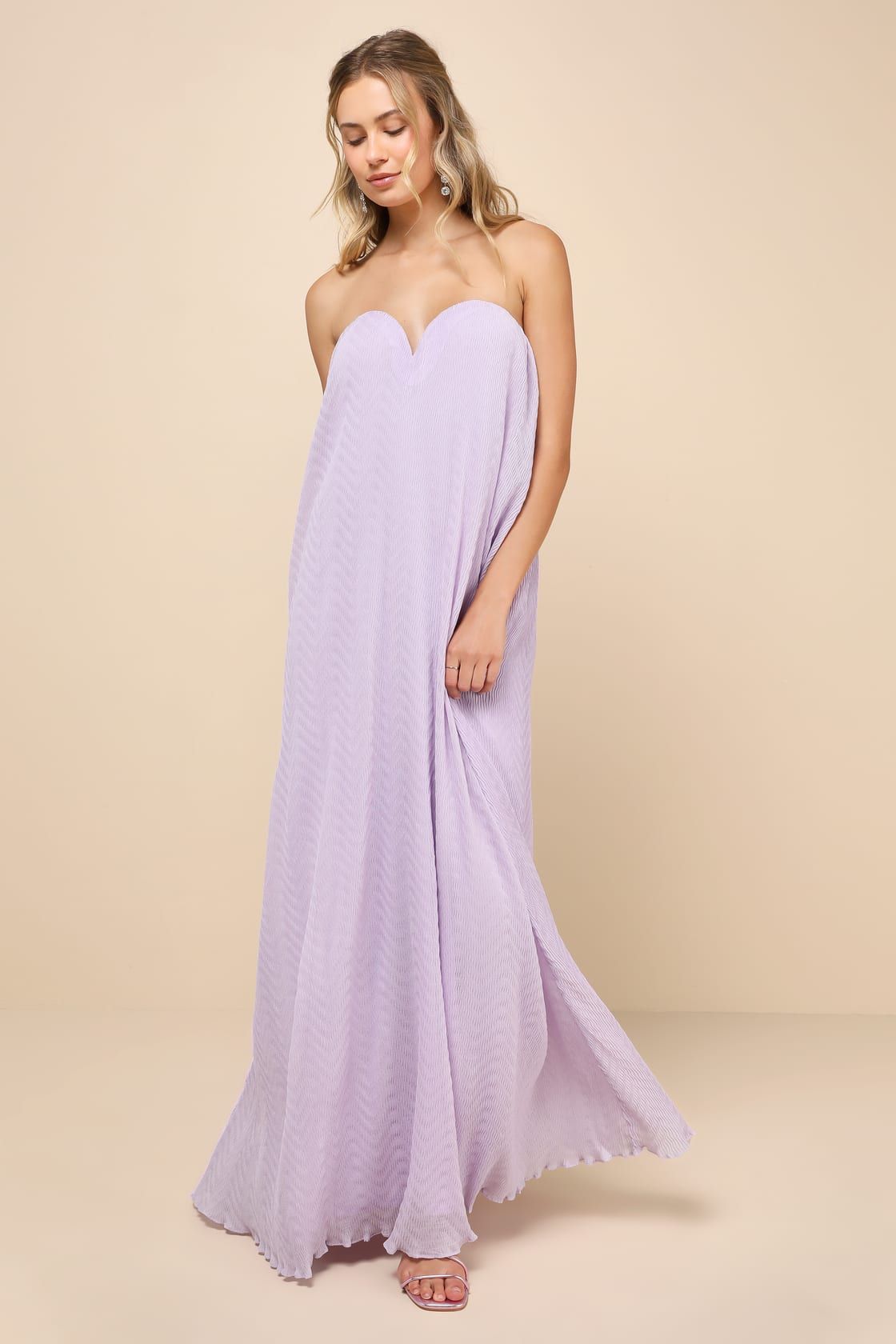 Perfect Always Lavender Textured Strapless Swing Maxi Dress | Lulus