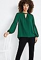 Solid Keyhole Neck Tunic Blouse | Maurices