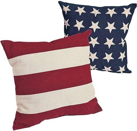 Patriotic American Flag Outdoor Pillows - Set of 2 - Fourth of July and Americana Home Decor | Amazon (US)