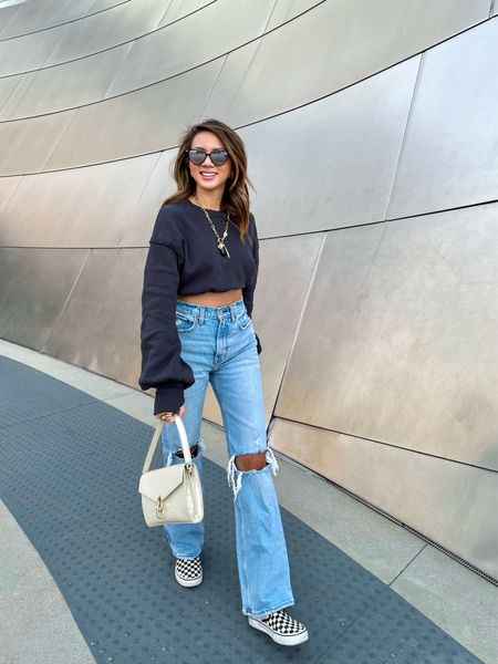 Casual outfit ⚡️ My jeans are back  in stock! Love the high rise relaxed fit. Grab them before it sells out again! 

Cropped sweatshirt, high rise jeans, relaxed jeans, blue jeans, sneakers, white sneakers, shoulder bag, casual style, off duty style, casual fit, gold necklace, jewelry, rings, Abercrombie, Anine Bing, The Stylizt






#LTKShoeCrush #LTKFindsUnder100 #LTKStyleTip