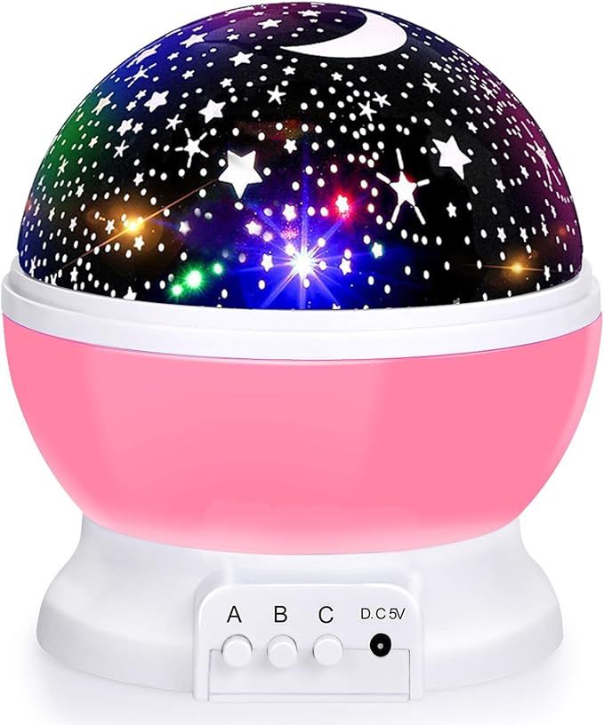 Baby Night Lights, Moon Star Projector 360 Degree Rotation - 4 LED Bulbs 8 Color Changing Light, ... | Amazon (US)