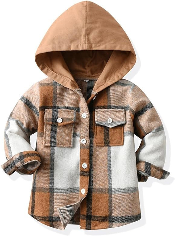 HZXVic Toddler Baby Boys Girls Plaid Flannel Shirt Long Sleeve Button Down Jacket Kids Fall Shack... | Amazon (US)