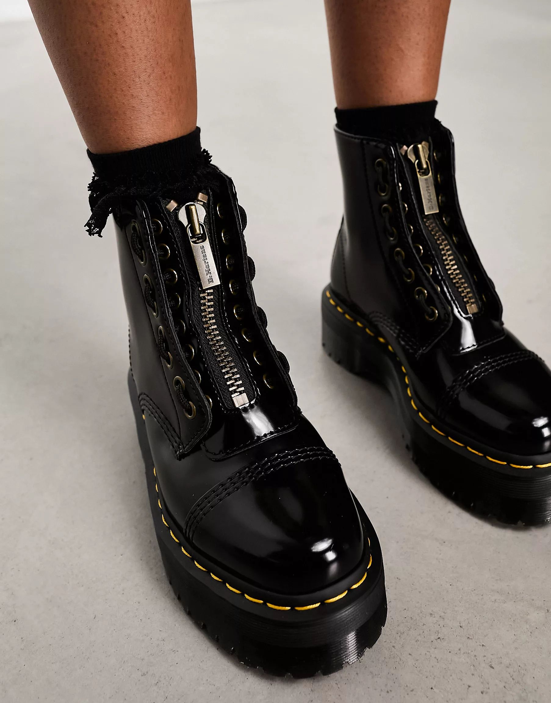 Dr Martens Vegan Sinclair platform jungle boots in black oxford | ASOS (Global)