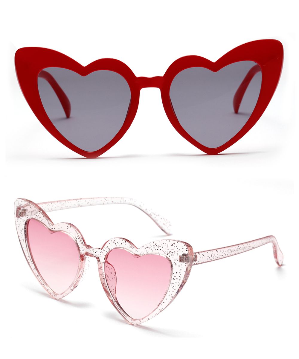 FlowerHorse Women's Sunglasses Red/white - Red & White Heart Cat-Eye Sunglasses Set | Zulily