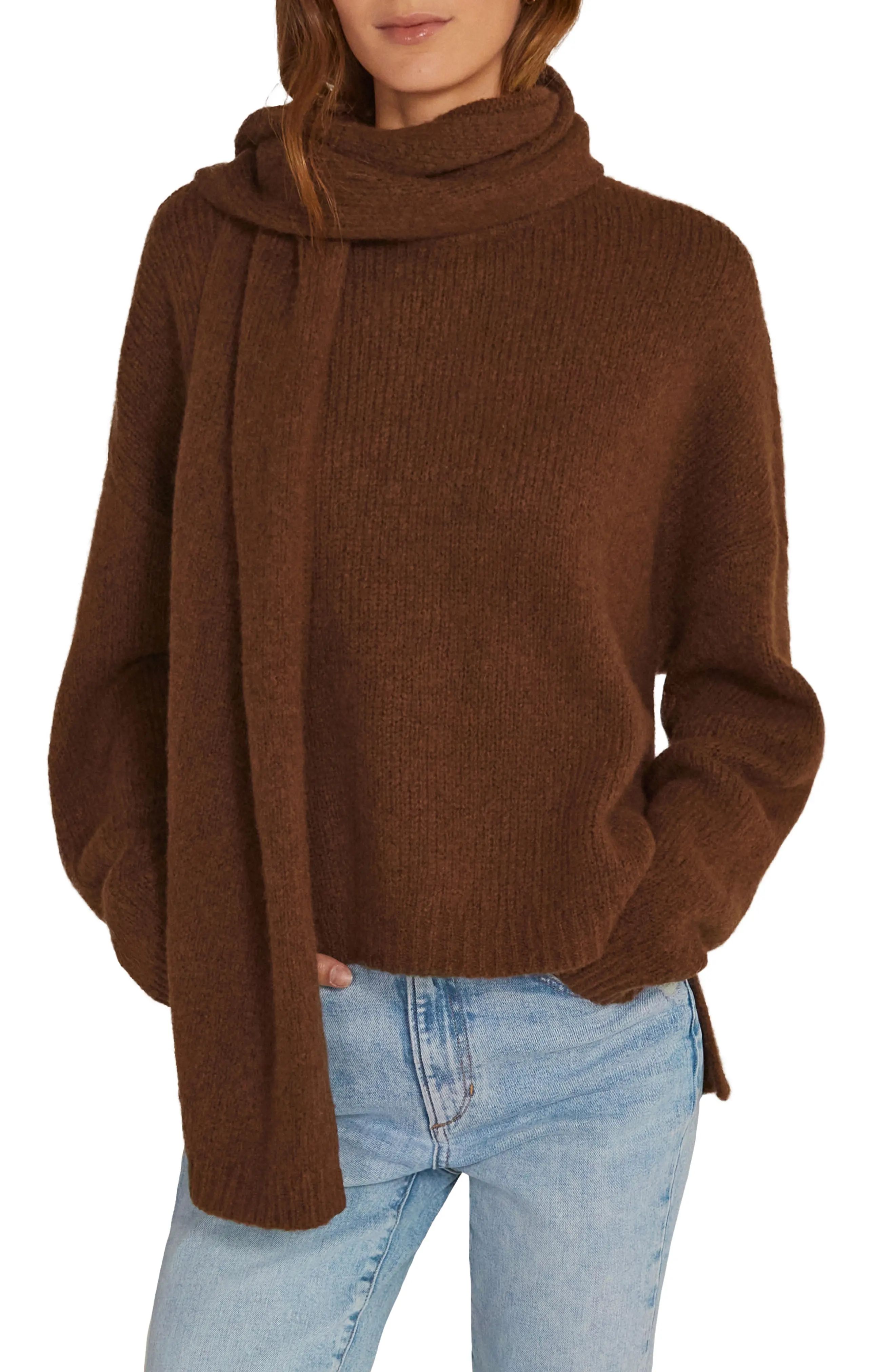 Favorite Daughter The Jamie Sweater & Scarf Set in Chocolate at Nordstrom, Size Large | Nordstrom