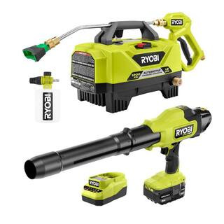 1.8 GPM Automotive High Flow Pressure Washer with ONE+ HP 18V Brushless 220 CFM Compact Blower, 4.0 Ah Battery & Charger | The Home Depot