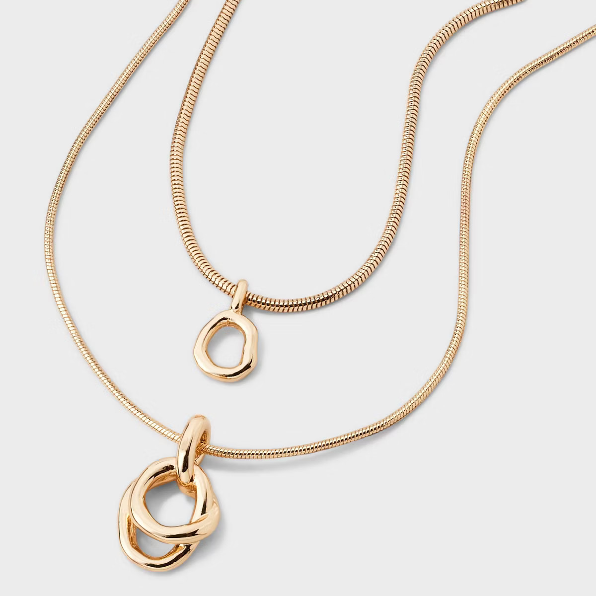 Interlock Circle Pendant Multi-Strand Necklace - A New Day™ Gold: Nickel-Free Metal, Lobster Cl... | Target