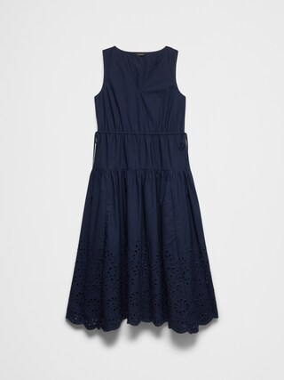 Poplin Eyelet-Hem Midi Dress | Banana Republic Factory