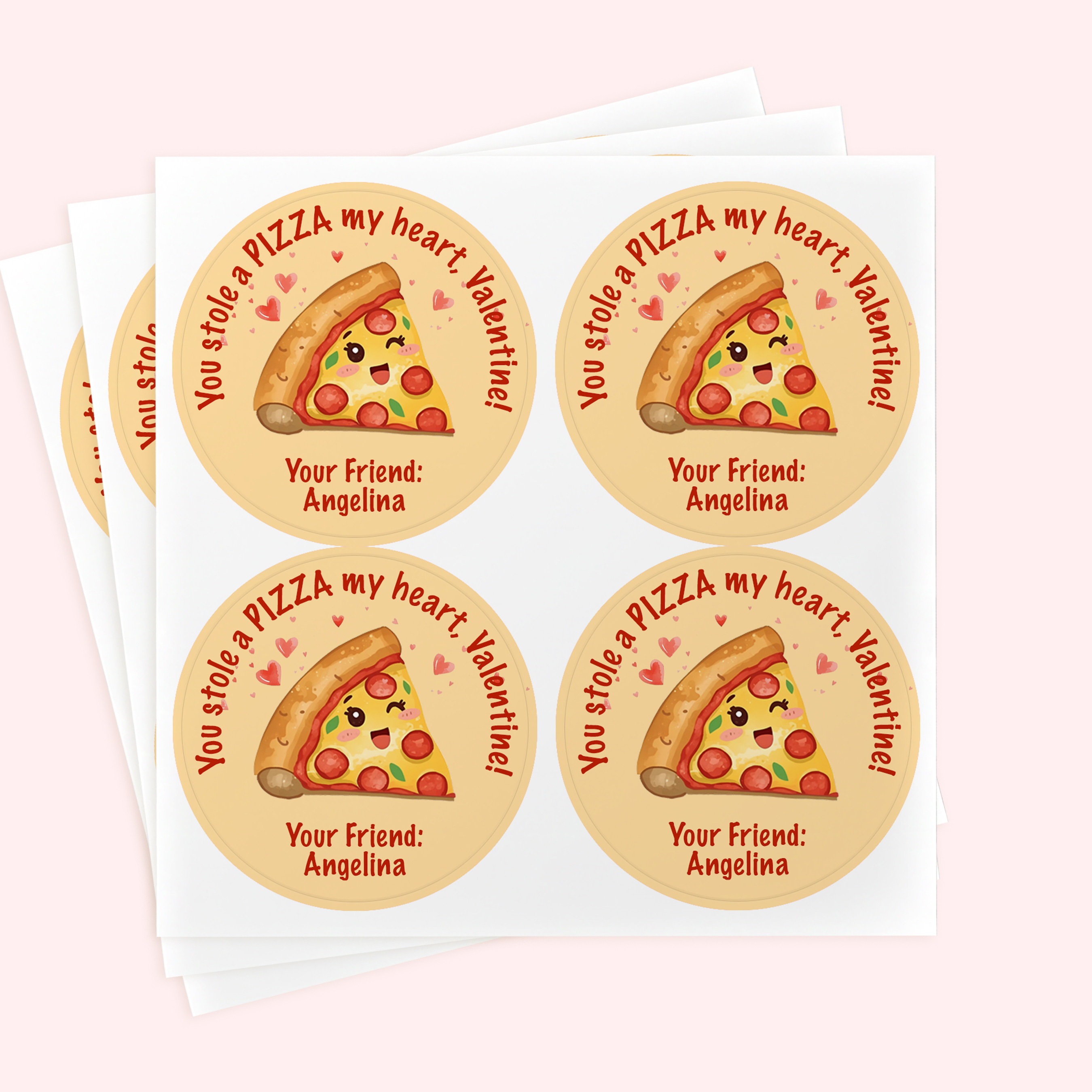 These **personalized pizza Valentine stickers** are the cutest way for kids to spread the love this Valentine’s Day! Featuring an adorable smiling pizza slice and the playful phrase *“You stole a pizza my heart, Valentine!”* with your child’s name included, they’re perfect for classroom exchanges, treat bags, cards, or party favors.

Printed on high-quality sticker paper and easy to peel, these fun Valentine stickers are a parent-approved, kid-loved alternative to candy. Add them to goodie bags, notebooks, or water bottles for a Valentine that’s sure to get smiles—and maybe a few giggles—at school or daycare. 🍕❤️


#valentinestickers #personalizedstickers #kidsvalentines #classroomvalentines #pizzaValentine #customvalentines #etsyvalentines #noncandyvalentines #schoolvalentines #kidsstickers #valentinesdayforkids
 

 #LTKmomlife #LTKKids