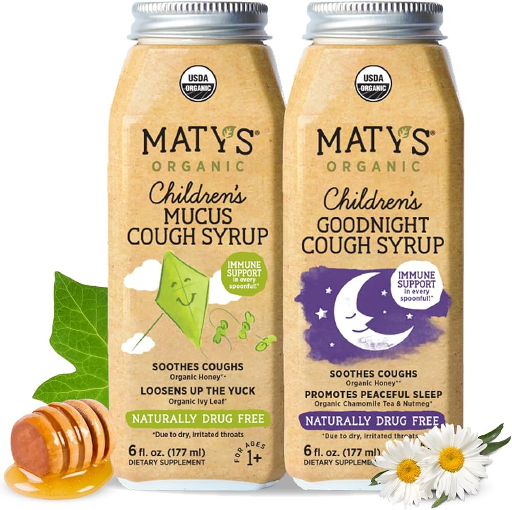 Matys Organic Kids Cough Syrup Mucus & Nighttime Value Pack for Children 1 Year + Up, Soothing Al... | Amazon (US)