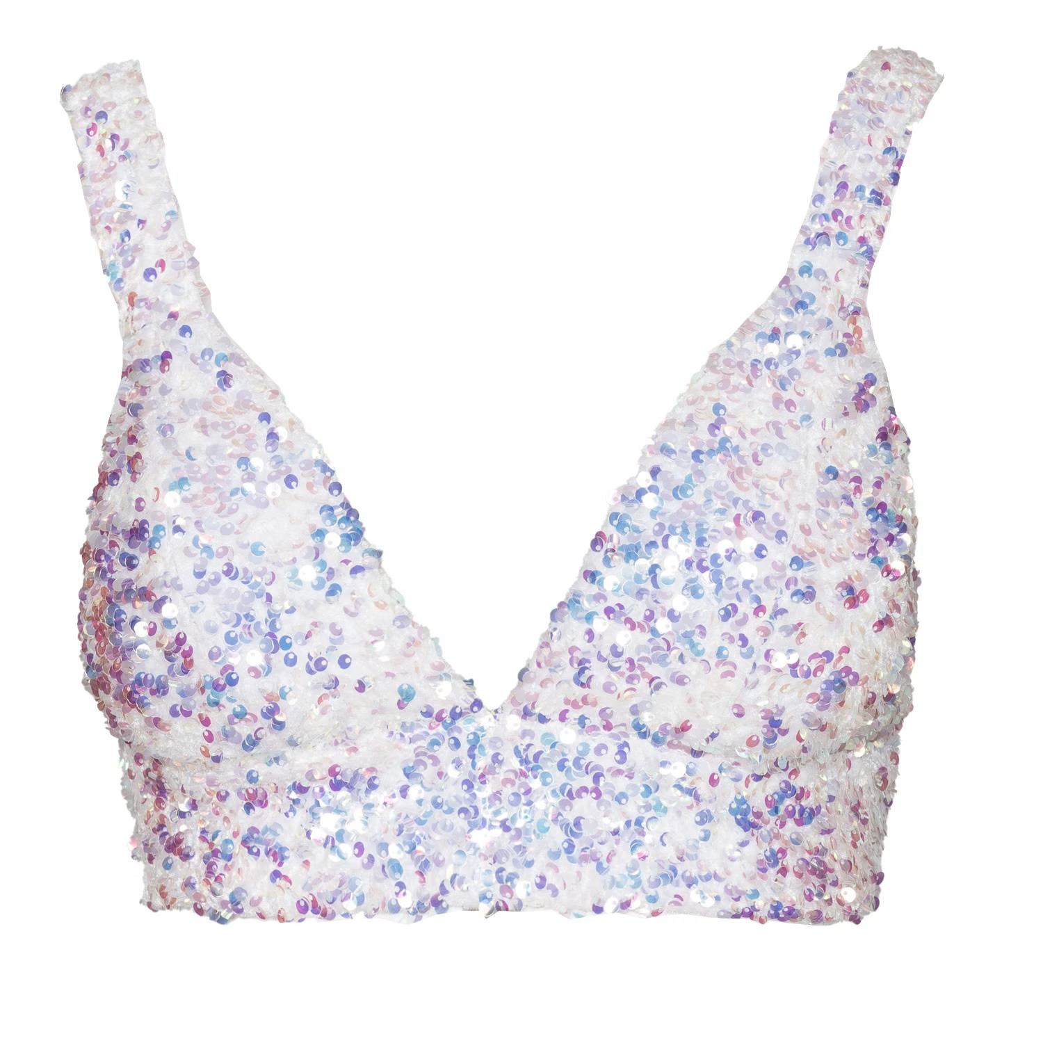 Liza Sequin Bra Top In Pearl | Wolf & Badger