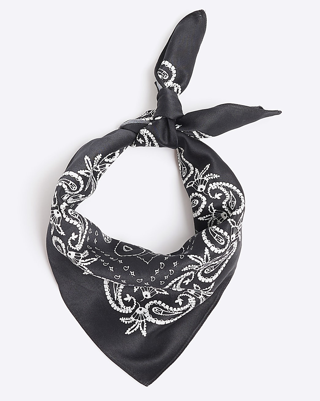 Black Satin Paisley Bandana | River Island UK & IE