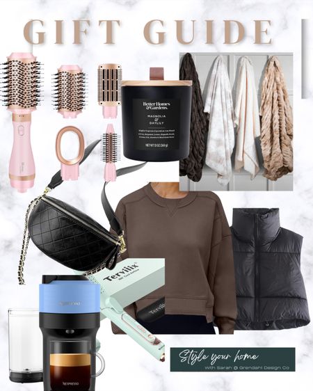 Holiday gift guide for women!!  Puffer vest. Candles. Blankets. Coffee. Hair dryer. Hair tools. Sweatshirt. Crewneck. Bag. 

#LTKstyletip #LTKGiftGuide #LTKHoliday