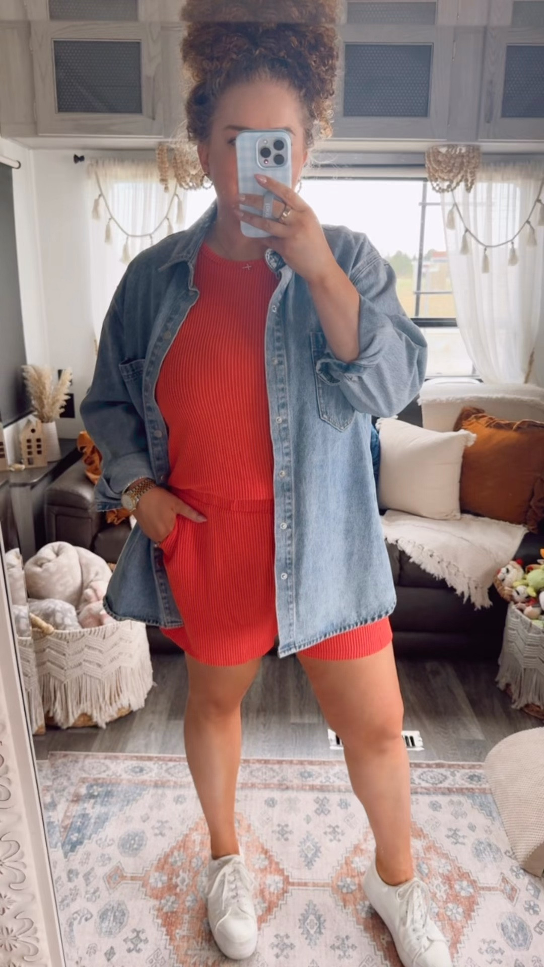 This set is one of those easy throw on outfits that still looks put together 🤭 The color is so fun for spring/summer and I love layering it with an oversized denim moment for cooler mornings or nights. ☀️Finished it off with my go to platform sneakers that I wear with everything lately🤍 orange two piece set | matching lounge set | summer outfit inspo | casual cute outfit | comfy chic style | oversized denim shacket | layered outfit idea | transitional outfit | spring to summer look | platform white sneakers | everyday sneaker outfit | neutral sneaker styling | amazon fashion finds | affordable outfit ideas | easy everyday outfit | relaxed fit style | travel outfit idea | casual street style | weekend outfit look | trendy comfy outfit

#LTKootd #LTKMidsize #LTKdayinmylife