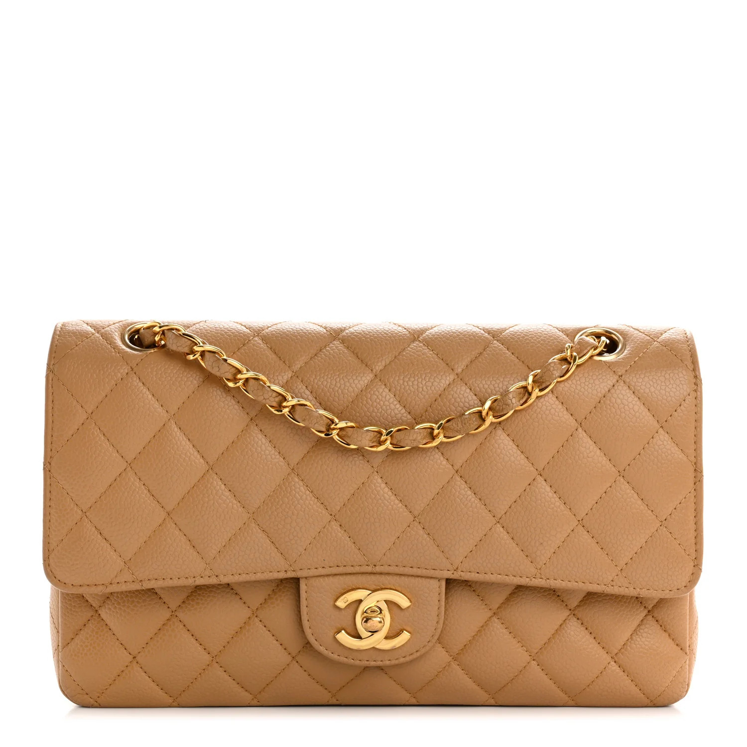 Chanel Caviar Quilted Medium Double Flap Beige 1740735 | FASHIONPHILE (US)