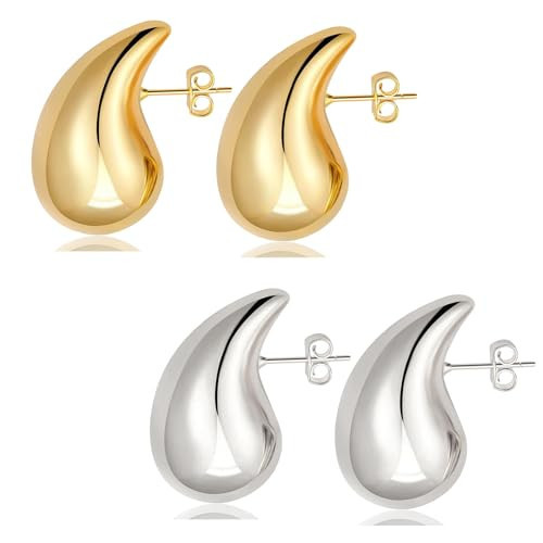Gold Tear Drop Earrings Jewelry Chunky Gold Earrings 2 Pairs Drop Earrings For Women Waterdrop Earrings Lightweight Hollow Open Hoops Earring Dupes Fashion Jewelry For Women | Amazon (US)