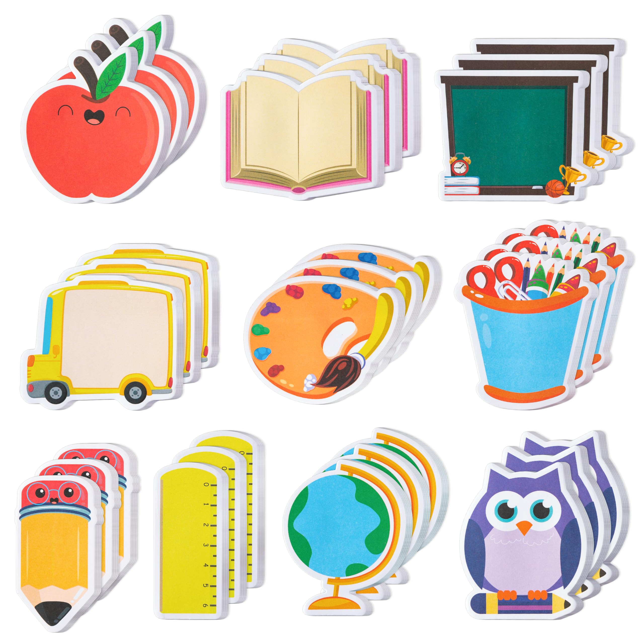 Xqumoi 600Pcs Back to School Sticky Notes Pencil Ruler Book Blackboard Palette Owl Shaped Self-Ad... | Amazon (US)