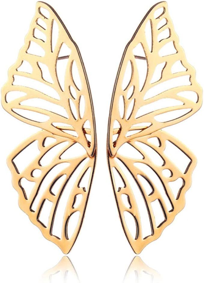 Fashion Hollow Big Butterfly Drop Dangle Earrings Gold Exaggerated Butterfly Wings Personality St... | Amazon (US)