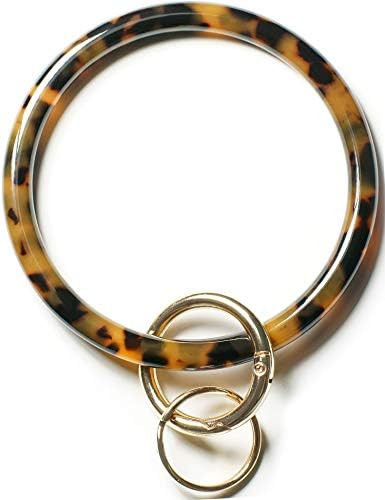 Mymazn Key Ring Bracelet Wristlet Keychain Bangle Keyring for Women, Acetate Round Key Chain | Amazon (US)