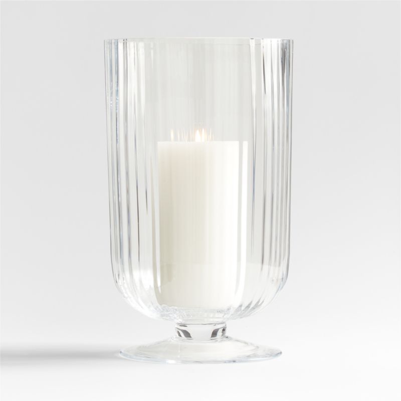 Venus Fluted Glass Hurricane Candle Holder 15" + Reviews | Crate & Barrel | Crate & Barrel