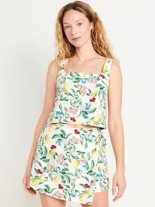 Linen-Blend Crop Top | Old Navy (US)