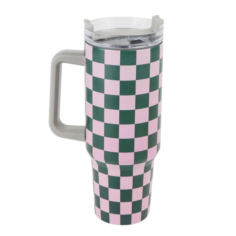 Green and Pink Checkered Tumbler, 44 oz, by Holiday Time - Walmart.com | Walmart (US)