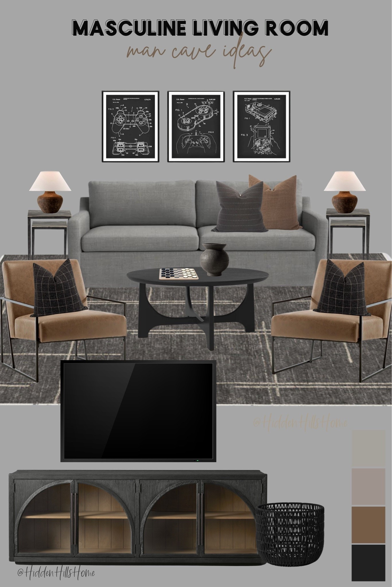 Man cave, masculine living room decor, home decor, living room mood board, teen hangout room #mancave

#LTKHome #LTKSaleAlert #LTKMens