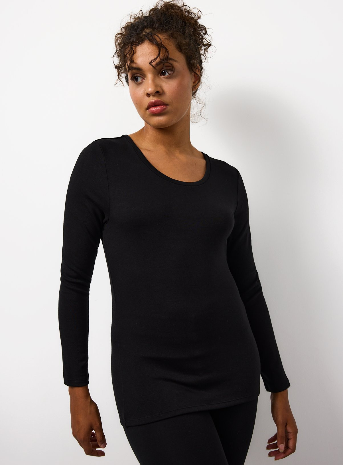 Black Brushed Thermal Long Sleeve Top | Tu Clothing