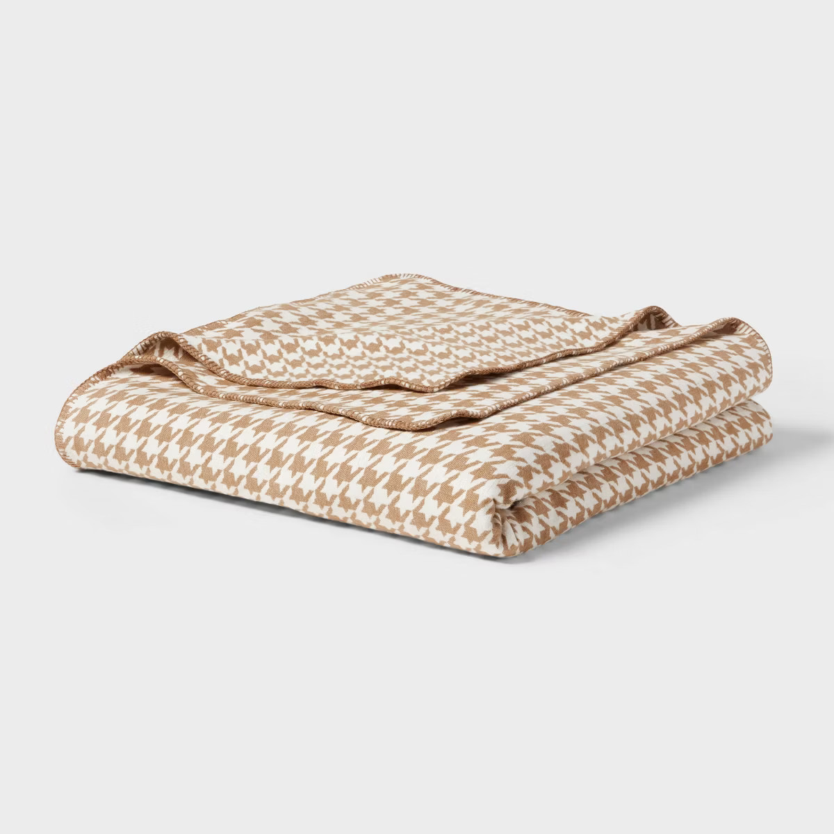 Twin/Twin XL Brushed Cotton Blanket Brown Houndstooth - Threshold™ | Target