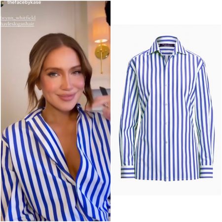 Brynn Whitfield’s Blue and White Striped Shirt 📸 = @brynnwhitfield