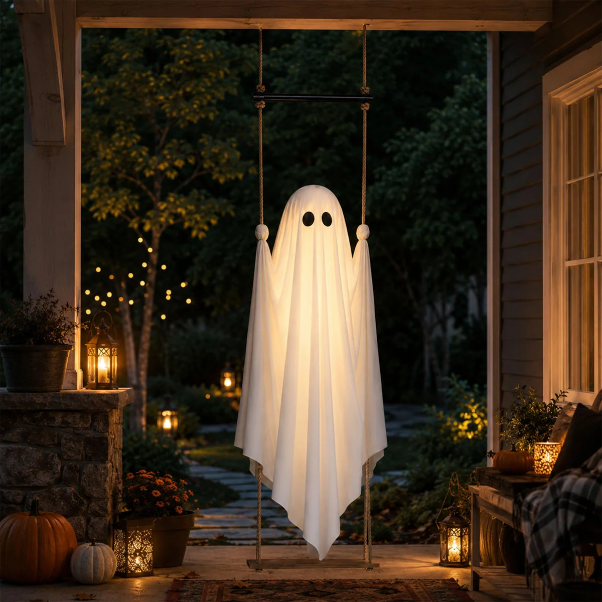 Halloween Hanging Ghost Decoration, Lighted Swinging Ghost with Remote Control for Outdoor Holida... | Wayfair North America