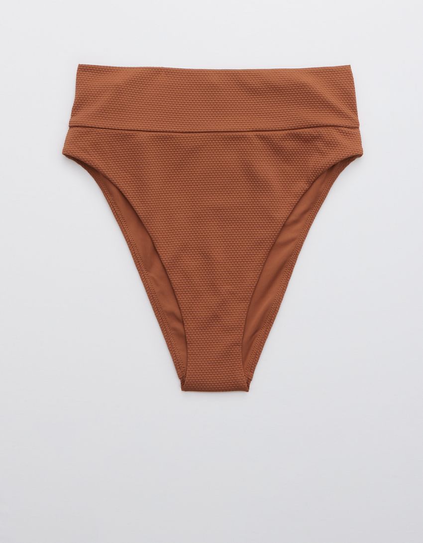 Aerie Pique High Cut Cheeky Bikini Bottom | American Eagle Outfitters (US & CA)