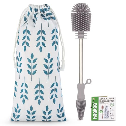 Haakaa Silicone Cleaning Brush - Baby Bottle Brush Cleaner for Breast Pump,Nipple,Breast Milk Storage Bag - Food Grade Silicone - 1 Count - Grey | Amazon (US)