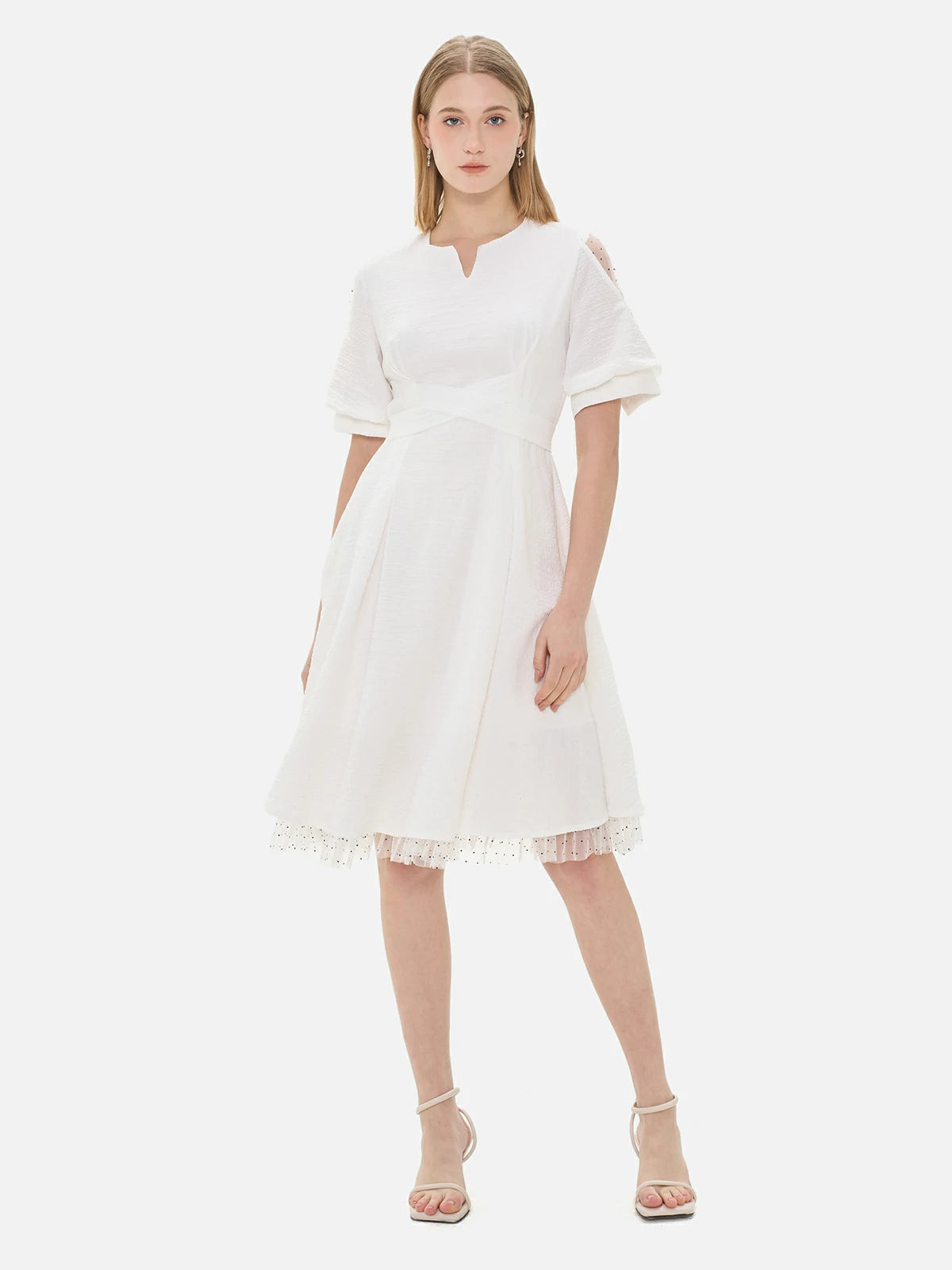 Elegant Solid V-Neck Waist-Tie Dress | SDEER