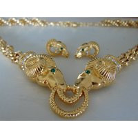 Kenneth Jay Lane Ram Necklace & Earrings Gold Swarovski Crystal Aries Set | Etsy (US)