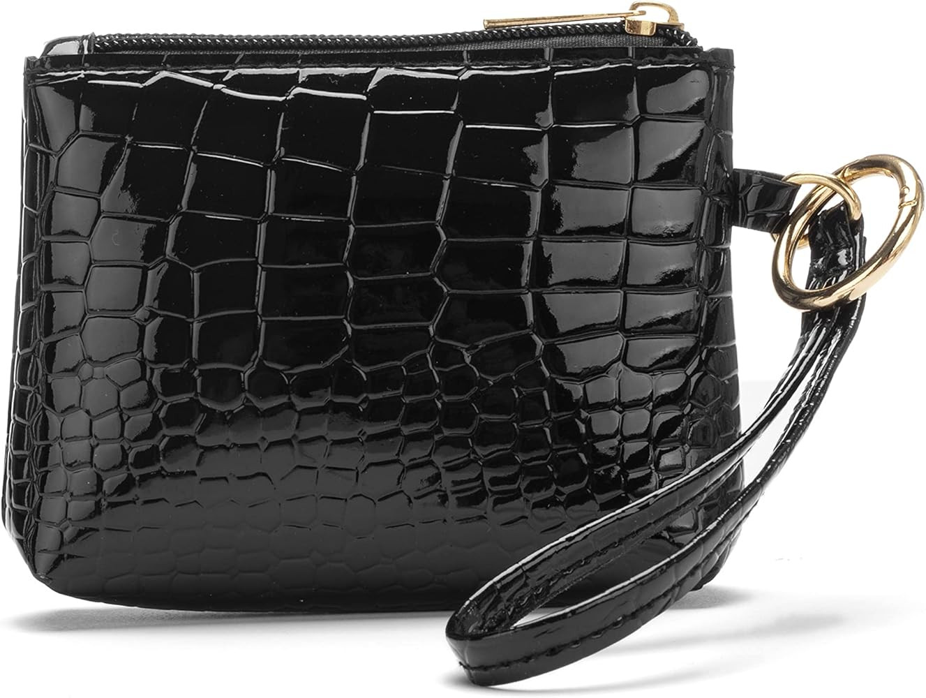 Small Coin Purse for Women Girls Coin Purse Pouch with Key Ring and Zipper (Black) | Amazon (US)