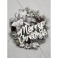Winter Wreath/Flocked Wreath/Christmas Wreath/Silver Wreath/Snow Wreath/Farmhouse Wreath/Front Door Wreath/Merry Christmas Wreath | Etsy (US)