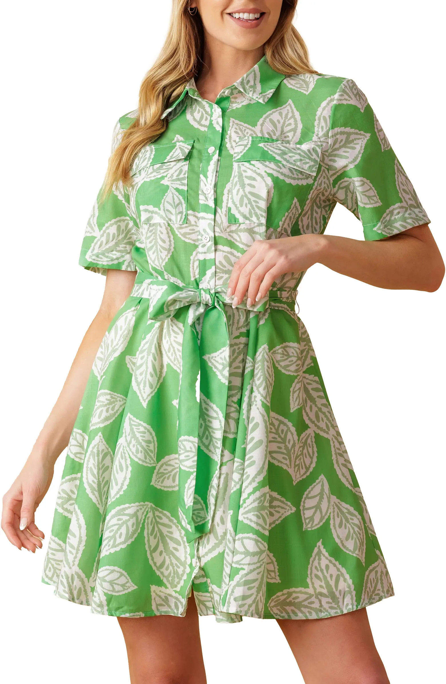 FLYING TOMATO Short Sleeve Mini Shirtdress | Nordstromrack | Nordstrom Rack