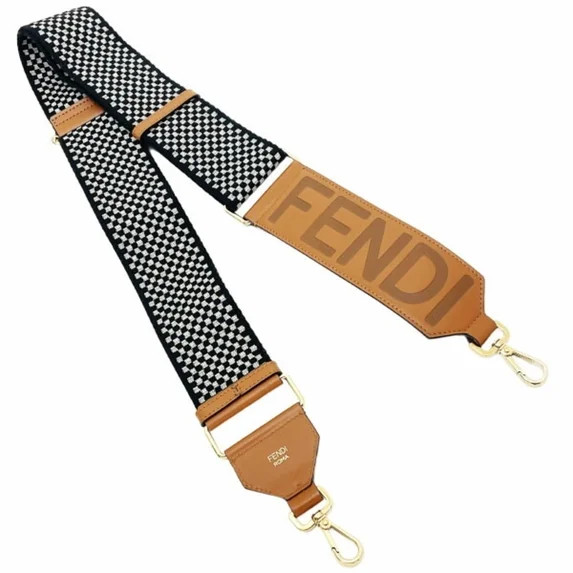Pre-Owned Fendi bag strap, canvas and leather, black, white, brown, 8AV156, FENDI... (Good) | Walmart (US)