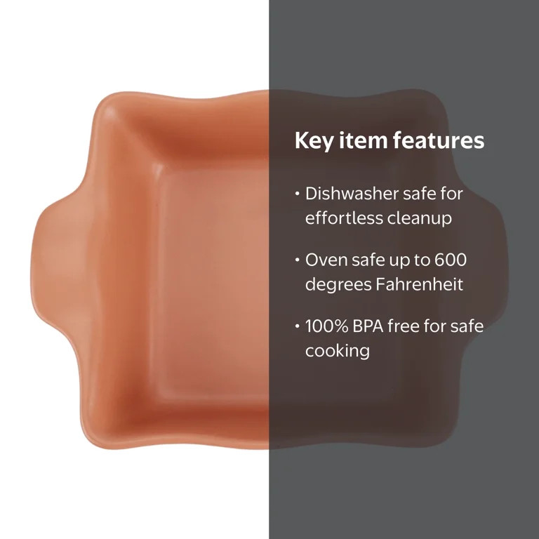 Just Feed Me by Jessie James Decker Ceramic Square Bakeware Dish, Terracotta Rose | Walmart (US)