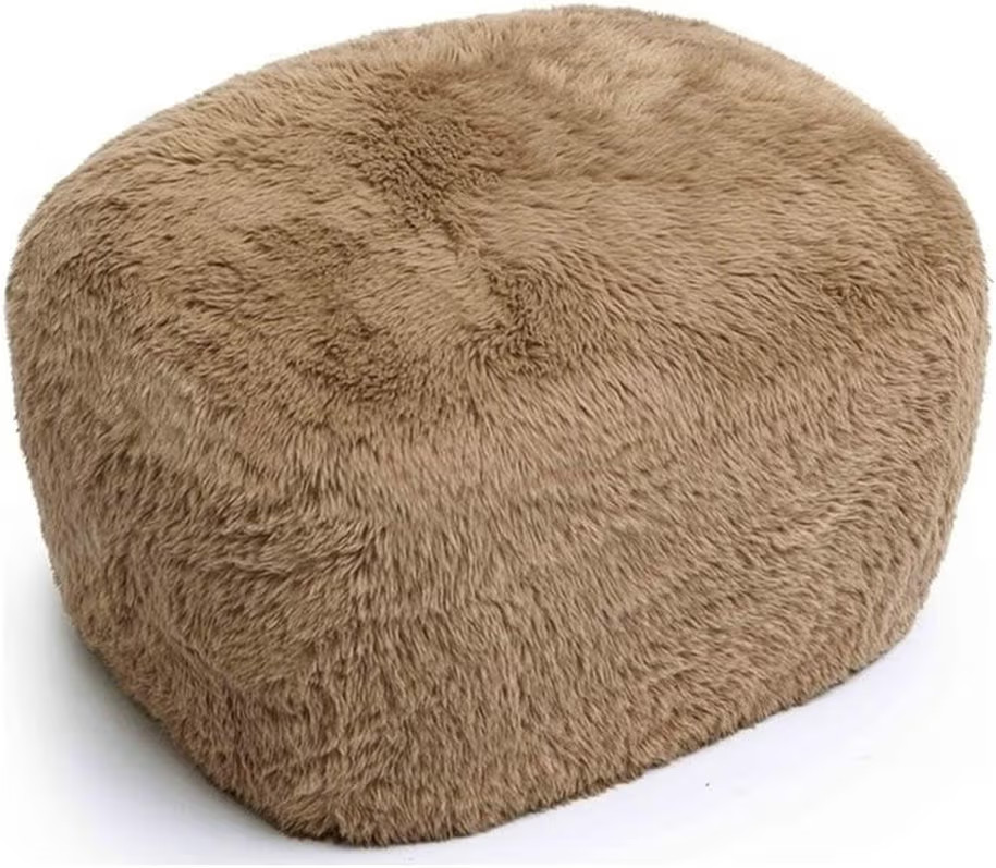 MAKLAINE Modern/Contemporary Dark Taupe Vegan Shearling Ottoman | Amazon (US)