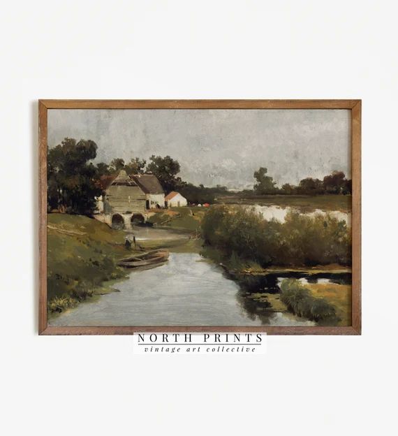 Country Farmhouse Painting | Vintage Landscape Print | Wall Art Decor PRINTABLE | 696 | Etsy (US)