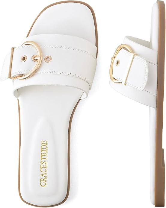 Flat Sandals for Women Slides Sandals | Amazon (US)