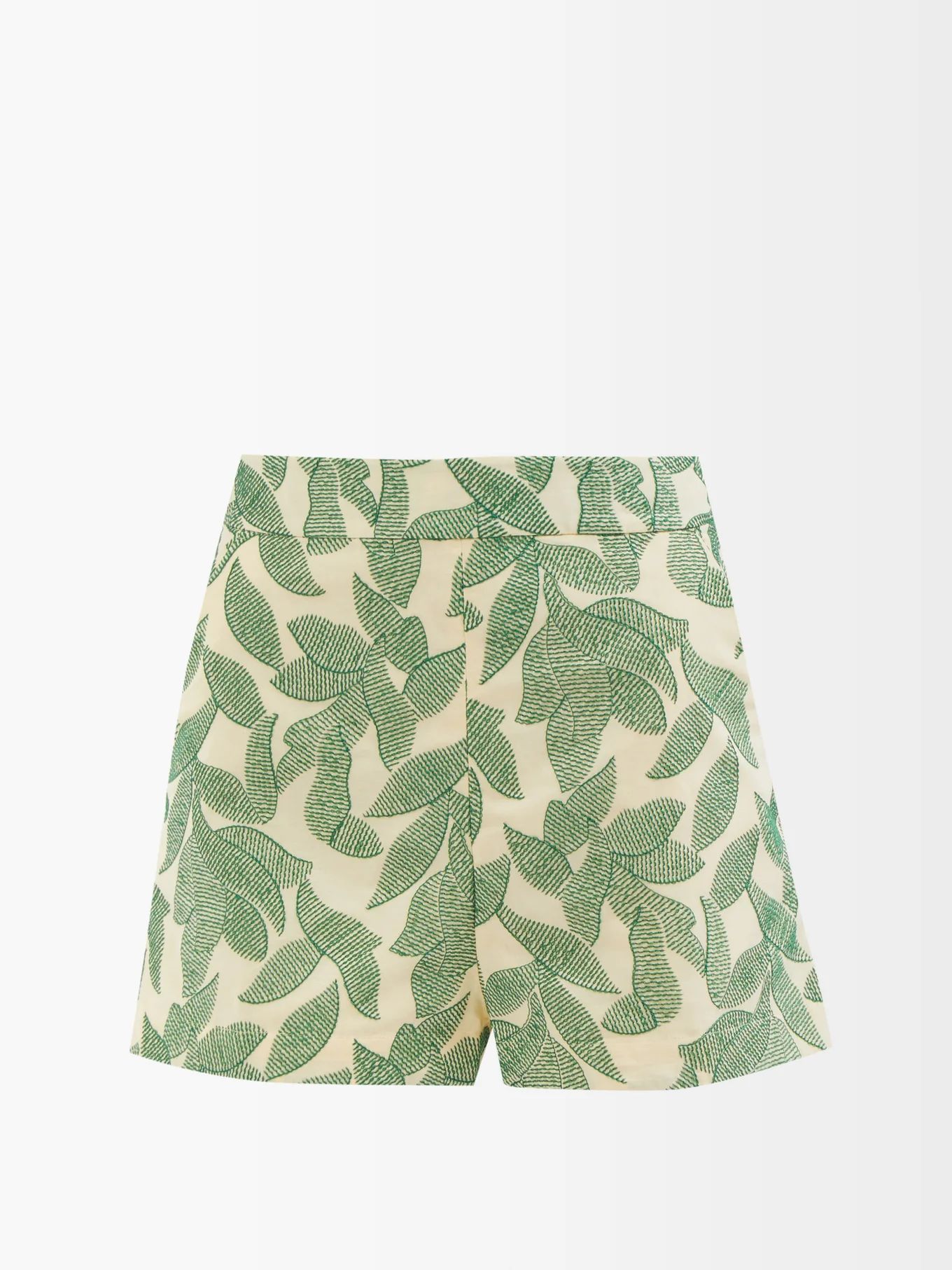 Uma leaf-embroidered cotton-voile shorts | Three Graces London | Matches (US)