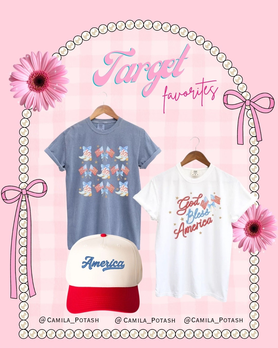 Patriotic tees + trucker hats are officially my summer personality 🇺🇸🎀 These Target finds are giving cute Americana aesthetic, small-town summer vibes, fireworks nights, and effortless casual outfits all in one. I love how easy these graphic tees are to style with denim shorts, sneakers, sandals, and oversized sunglasses ❤️💙

The vintage-inspired details and bows make everything feel extra girly while still comfy enough for everyday wear, BBQs, lake days, Memorial Day, and Fourth of July celebrations ✨

Everything is linked on my LTK 🤍 Which piece are you adding to cart first?

#TargetFinds #TargetStyle #AmericanaStyle #PatrioticFashion #FourthOfJulyOutfit #GraphicTeeStyle #SummerOutfits #CasualStyle #LTKFashion #TargetFashion #RedWhiteAndBlue #TruckerHat #CuteSummerStyle #MemorialDayOutfit #EverydayFashion #AffordableStyle #VintageAmericana #BowTrend #SummerOOTD #FashionFinds

patriotic graphic tees, Americana fashion, Fourth of July outfit ideas, Target fashion finds, patriotic summer outfits, vintage Americana style, casual summer outfits, red white and blue aesthetic, trendy trucker hats, cute graphic tees, summer style inspiration, affordable fashion finds, girly summer outfits, everyday casual fashion, LTK outfit ideas

#LTKootd #LTKSeasonal #LTKmomlife