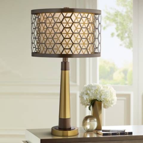 Stephano Modern Luxe Table Lamp in Bronze and Gold | Lamps Plus